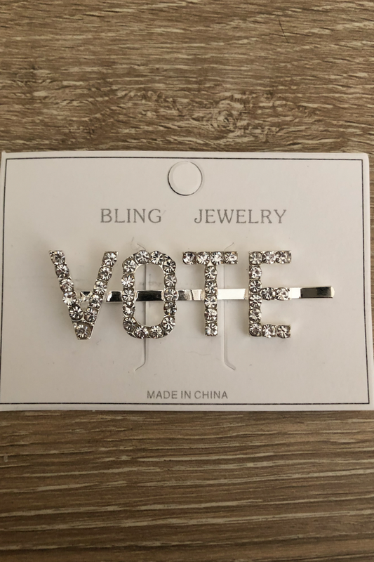 Silver Vote Hair Clip