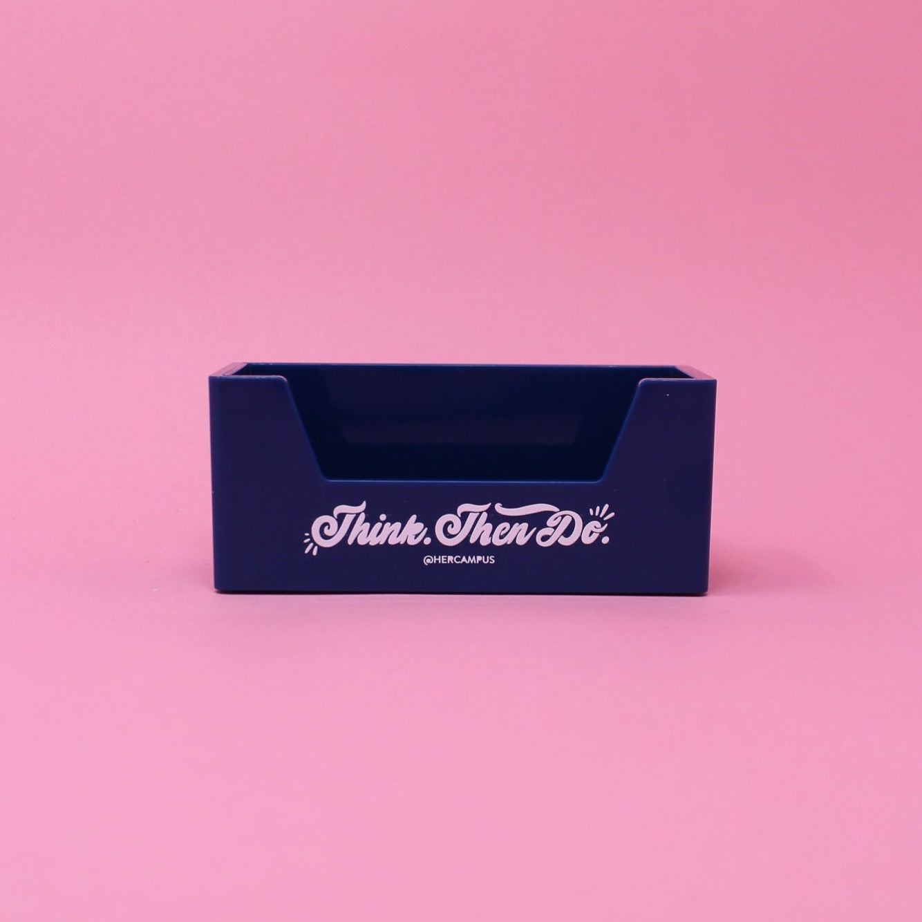 "Think. Then Do." Business Card Holder - Blue