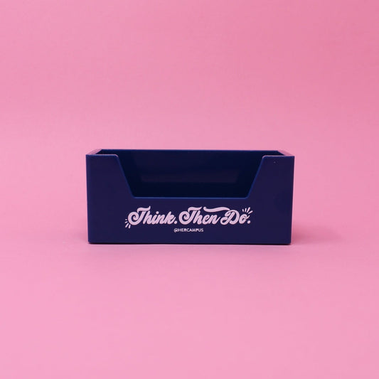 "Think. Then Do." Business Card Holder - Blue