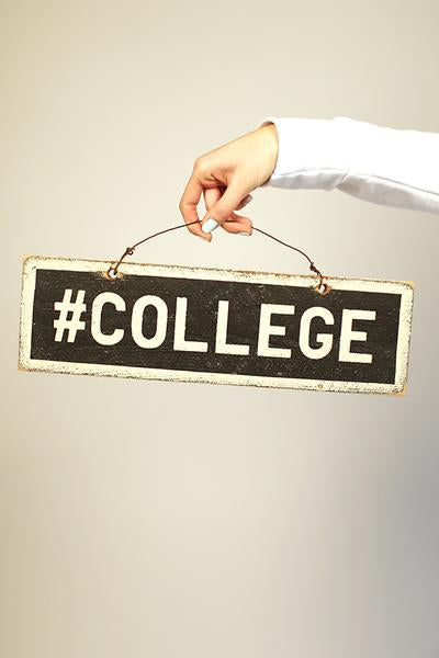 #college Distressed Wooden Sign